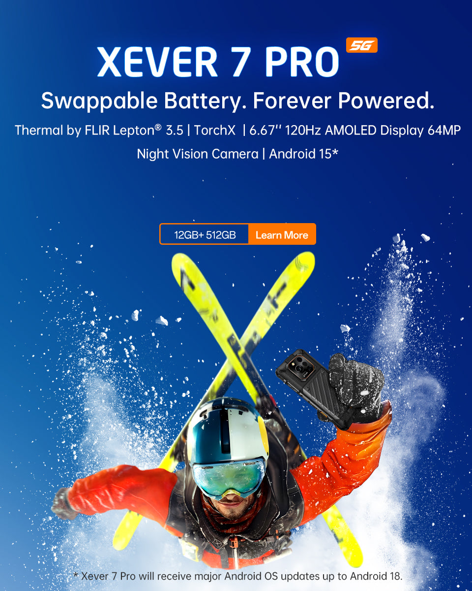 RugOne Xever 7 Pro rugged phone banner – waterproof, dustproof, and removable battery design