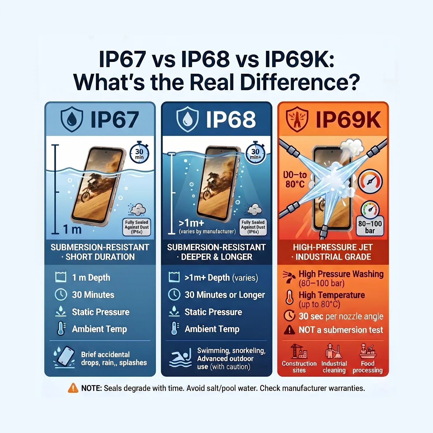 IP67 vs IP68 vs IP69K: What's the Real Difference?